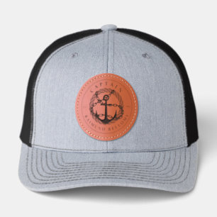 Nautical Boat Anchor Leather Patch Hat