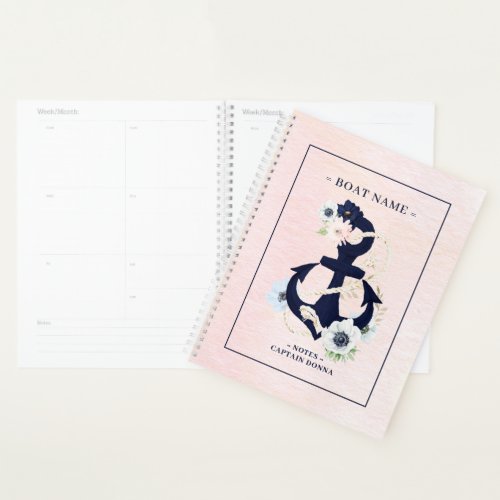 Nautical boat anchor marine flowers bloom planner