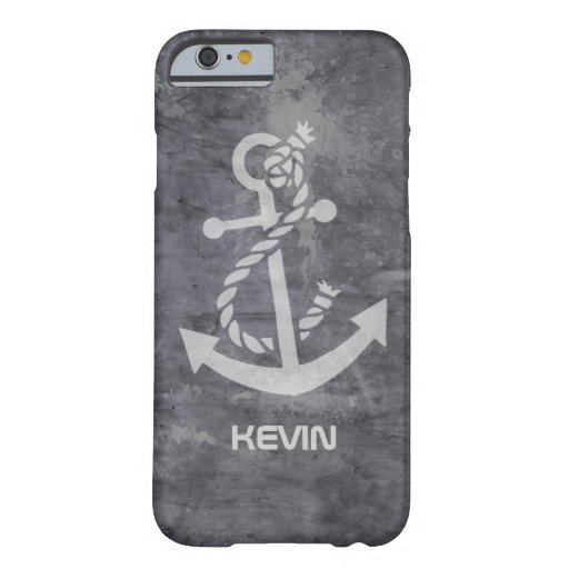 Nautical Boat Anchor On Grungy Metallic Texture Barely There iPhone 6 Case