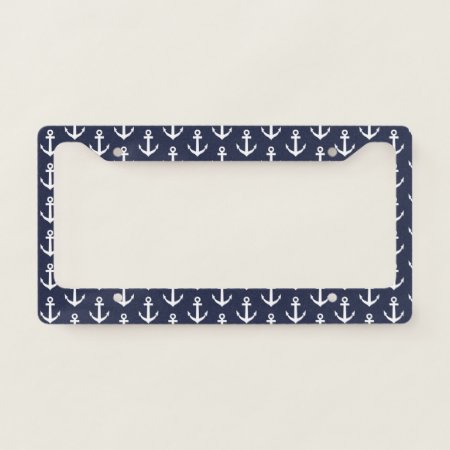 Nautical Boat Anchor Pattern License Plate Frame