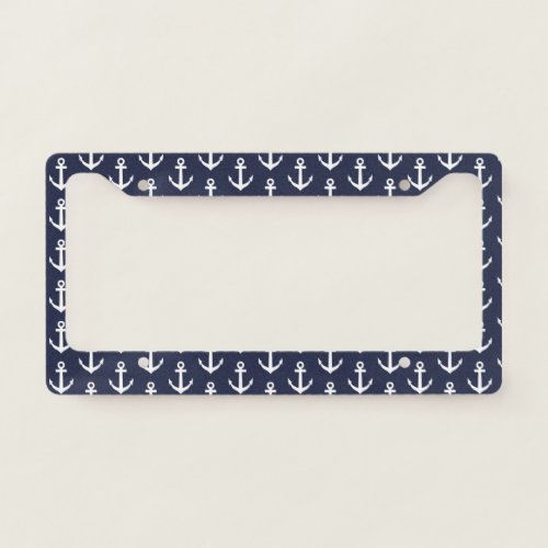 Nautical boat anchor pattern license plate frame