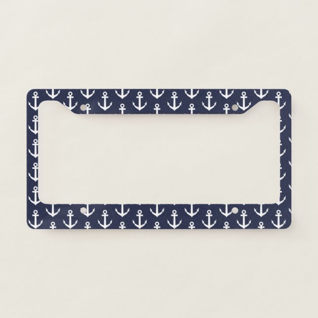 Nautical boat anchor pattern license plate frame (Front)