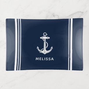 Nautical Boat Anchor Personalized Trinket Tray