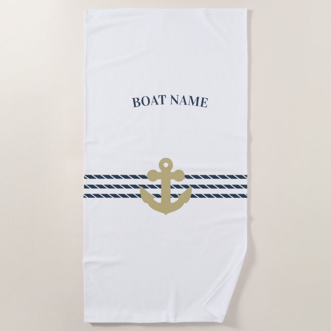 Nautical Boat Anchor,Rope Beach Towel (Front)