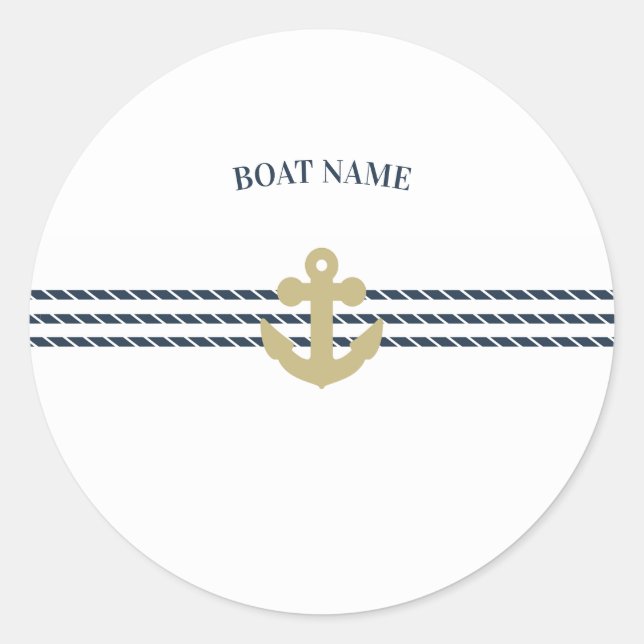Nautical Boat Anchor,Rope Classic Round Sticker (Front)