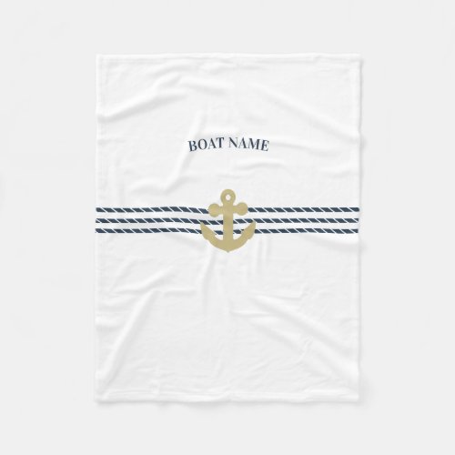 Nautical Boat AnchorRope Fleece Blanket