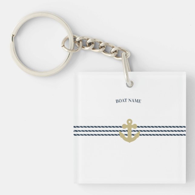 Nautical Boat Anchor,Rope Keychain (Front)