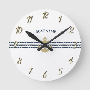 Nautical Boat Anchor,Rope Round Clock