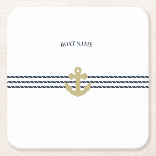 Nautical Boat AnchorRope Square Paper Coaster