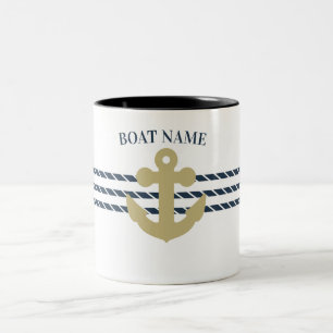 Nautical Boat Anchor,Rope Two-Tone Coffee Mug