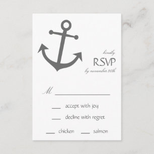 Nautical Boat Anchor RSVP Cards (Dark Gray)