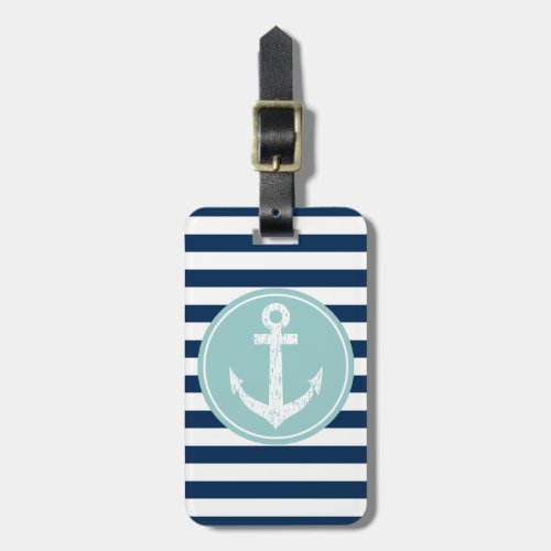 Nautical boat anchor striped travel luggage tags