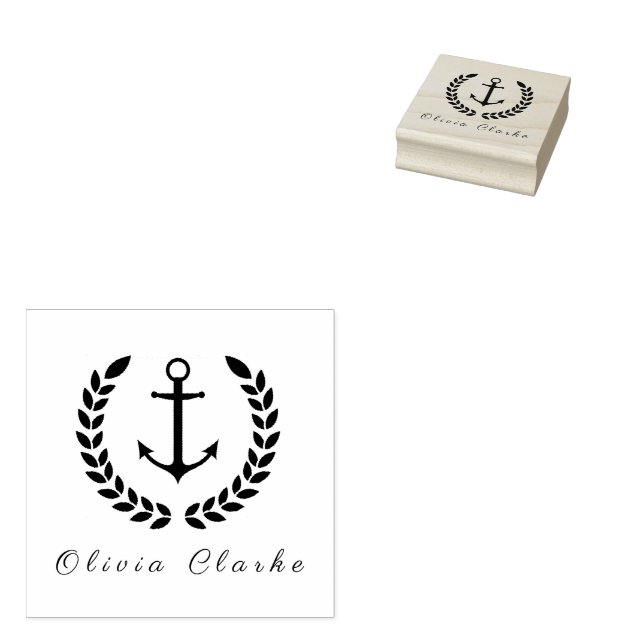 Nautical Boat Anchor  Stylish Script   Rubber Stamp (Stamped)
