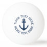 Nautical boat anchor table tennis ping pong balls