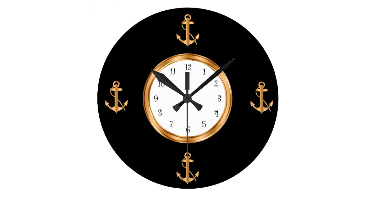 Nautical Boat Anchor Wall Clocks Zazzle Com