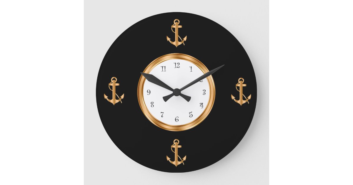 Nautical Boat Anchor Wall Clocks Zazzle