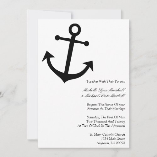 Nautical Boat Anchor Wedding Invitations (Black)