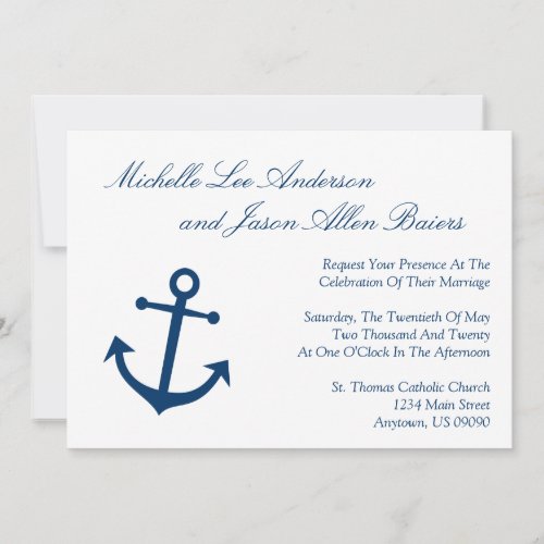 Nautical Boat Anchor Wedding Invitations (Navy)