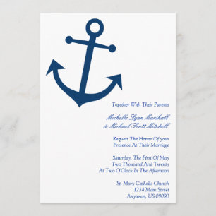 Nautical Boat Anchor Wedding Invites (Dark Blue)