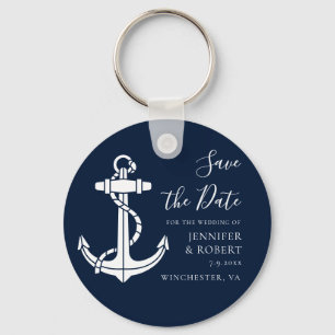 Nautical Boat Anchor Wedding Save the Date Keychain