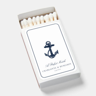 Nautical Boat Anchor Wedding Thank You Favors Matchboxes