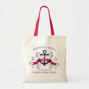 Nautical boat anchor with elegant swirls tote bag