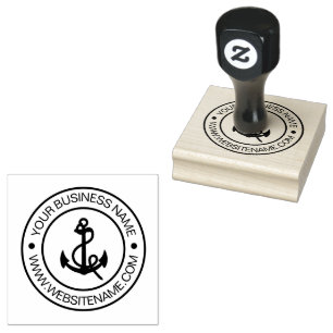 Nautical boat anchor Your Business Text Custom Rubber Stamp