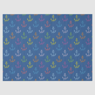 Nautical Boat Anchors Pattern Illustration Tissue Paper