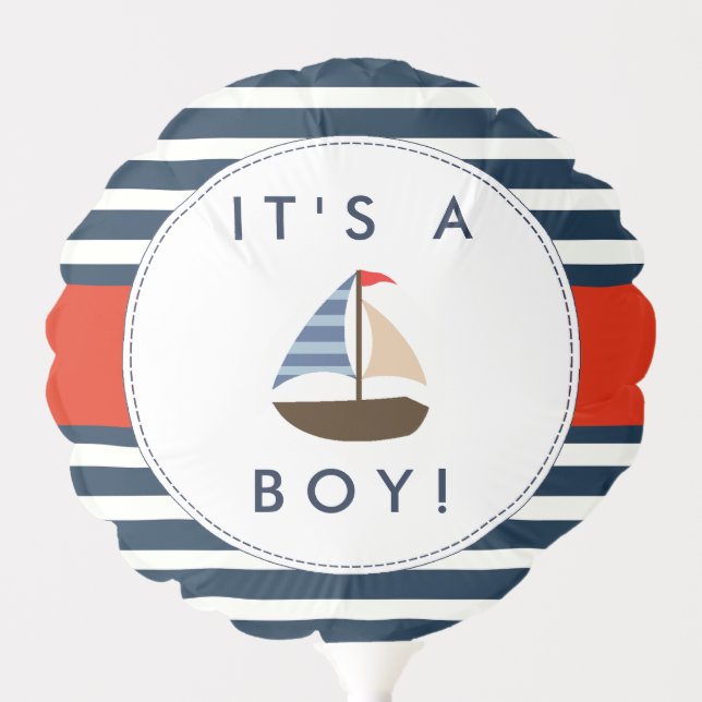 Nautical Boat Baby Shower Balloon (Front)