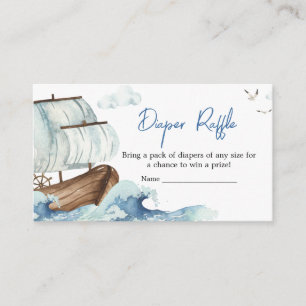 Nautical Boat Baby Shower Diaper Raffle Enclosure Card
