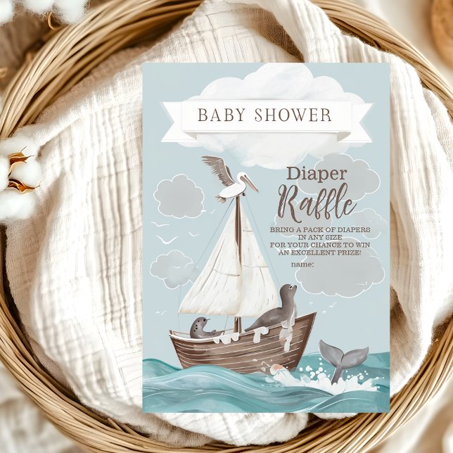 Nautical Boat Baby Shower Diapper Raffle Enclosure Card (Creator Uploaded)