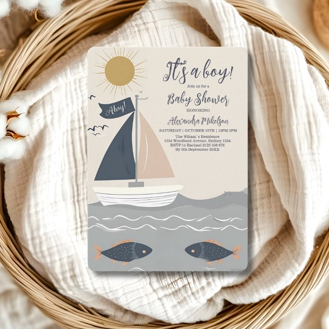 Nautical Boat Baby Shower Invitation (Creator Uploaded)
