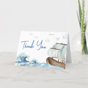 Nautical Boat Baby Shower Letterpress Thank You Card
