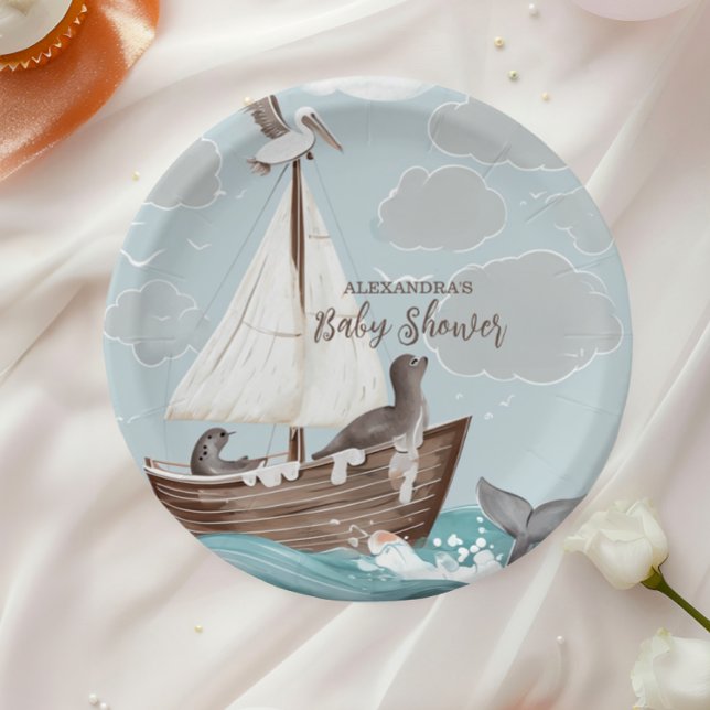 Nautical Boat Baby Shower Paper Plates (Creator Uploaded)