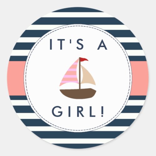 Nautical Boat Baby Shower Stickers _ Its A Girl