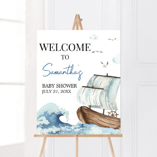Nautical Boat Baby Shower Welcome Poster
