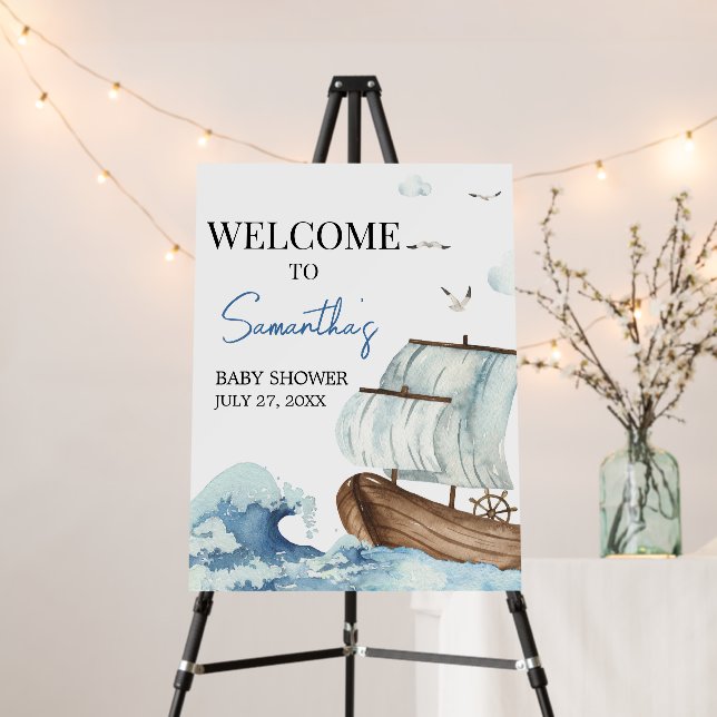 Nautical Boat Baby Shower Welcome Sign (In Situ (Stand))