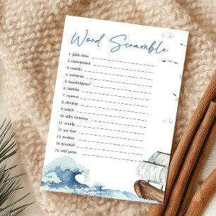 Nautical Boat Baby Shower Word Scramble Game