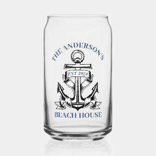 Nautical Boat Beach House Anchor Family Name Est Can Glass
