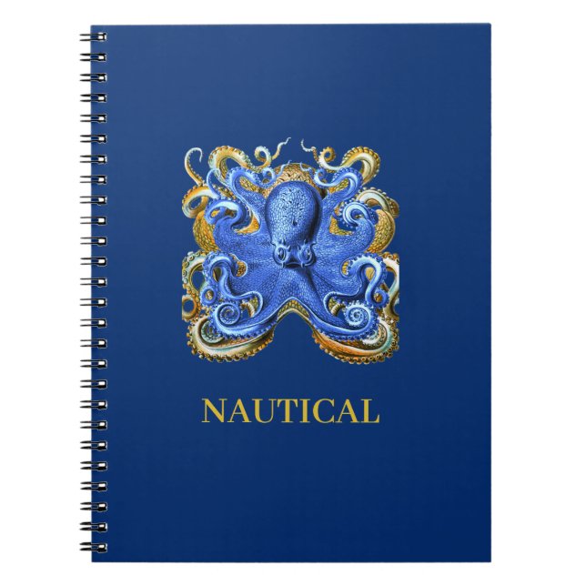 Nautical Boat Beach House Octopus Custom Notebook (Front)