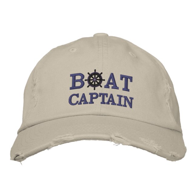 Nautical Boat Captain Custom Embroidered Baseball Cap (Front)
