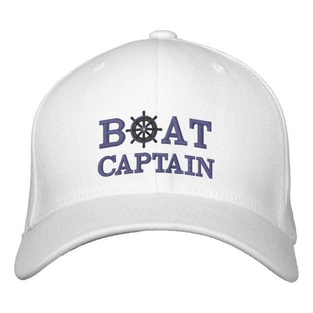 Nautical Boat Captain Custom Embroidered Baseball Cap (Front)