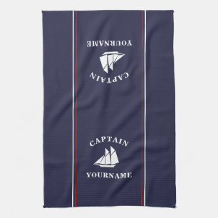 Nautical Boat Captain Personalized Kitchen Towels