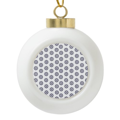 Nautical Boat Captain Sailors Anchor Ceramic Ball Christmas Ornament