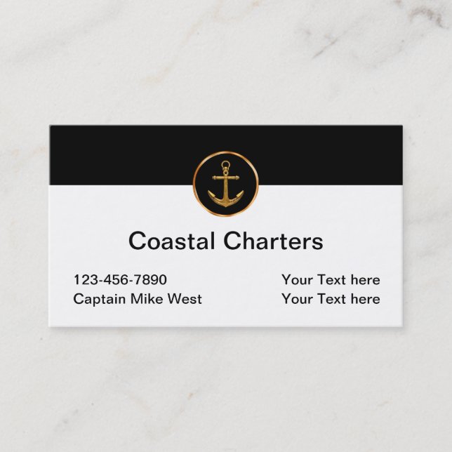 Nautical Boat Charter Fishing Business Card (Front)