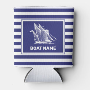 Nautical Boat Design Navy Blue Striped Cooler