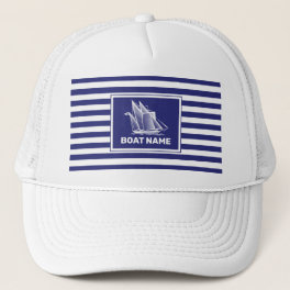 Nautical Boat Design Navy Blue Striped Hat