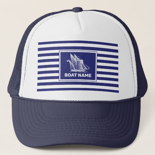 Nautical Boat Design Navy Blue Striped Navy Hat