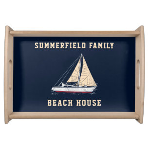 Nautical Boat Family Beach House Custom Serving Tray