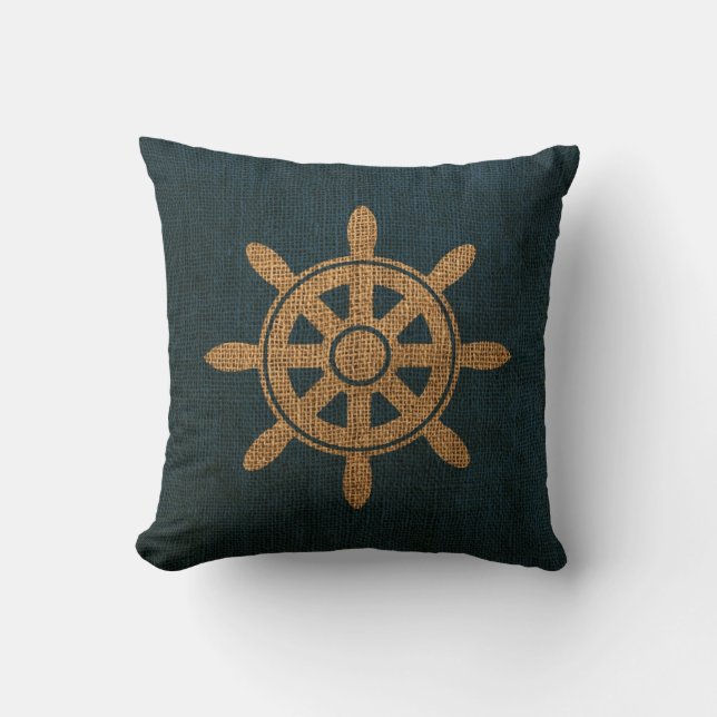 Nautical Boat Helm Throw Pillow (Front)